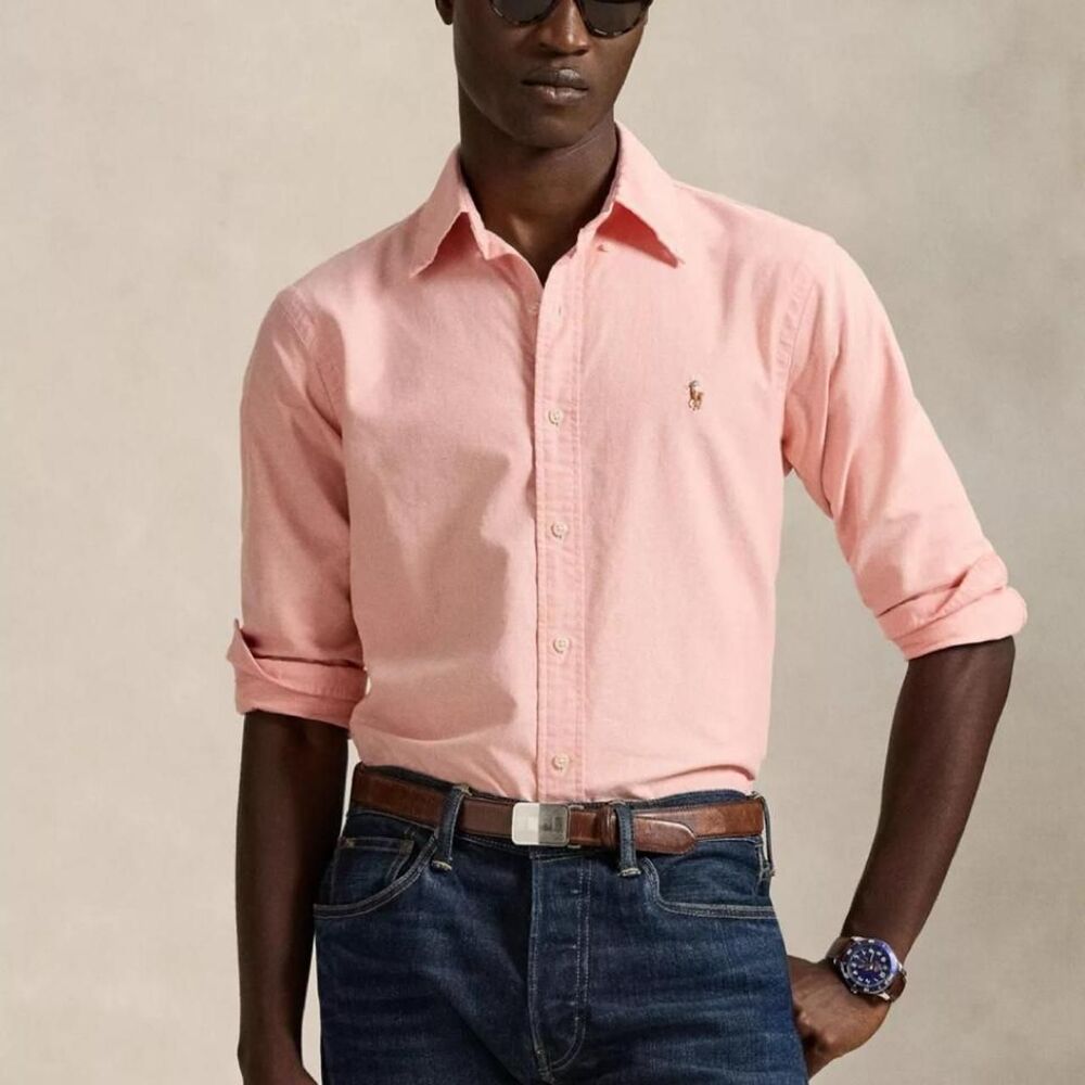 Polo Ralph Lauren Classic Fit Oxford Shirt Peach L Flush Pony Preppy